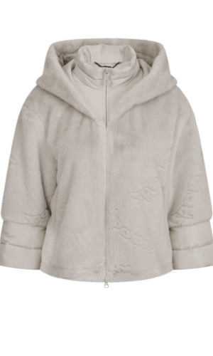 Kunstfell-Jacke mit Kapuze-Flint Grey-Sportalm