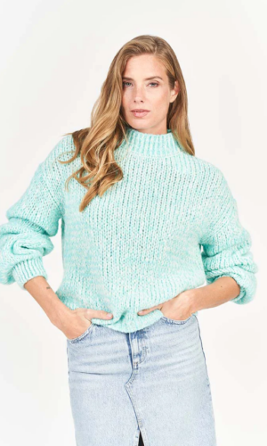 Grobstrickpullover mit Stehkragen - Aqua Love - Pullover - Frogbox