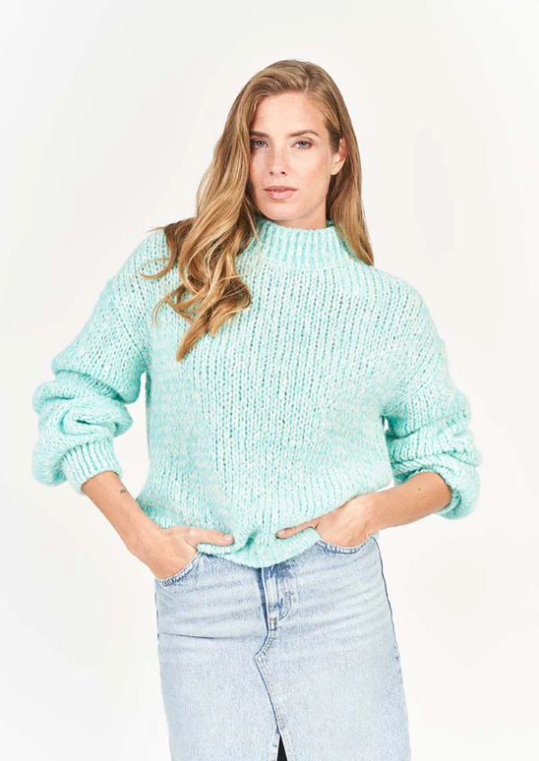 Grobstrickpullover mit Stehkragen - Aqua Love - Pullover - Frogbox