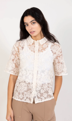 Hemd mit Spitze - Creme - Shirt - Coster Copenhagen