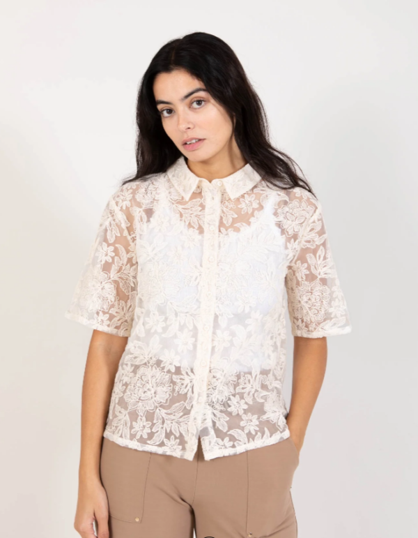 Hemd mit Spitze - Creme - Shirt - Coster Copenhagen