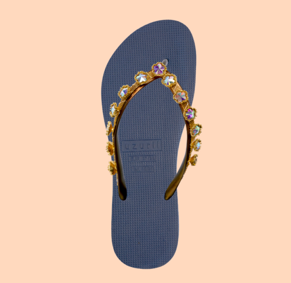 Flip-Flops - Flower Aby Navy Blue - Schuhe - Uzurii